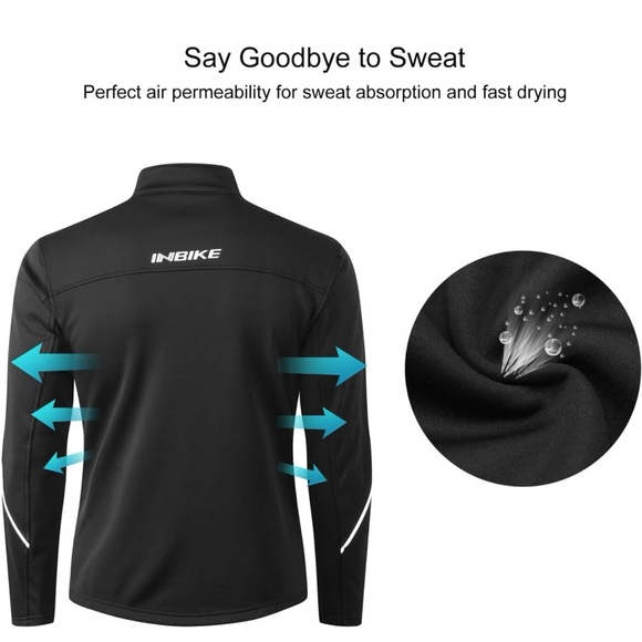 INBIKE Men's Cycling Jacket Winter Fleece Thermal Windproof Soft Shell Wind Coat - Picture 4 of 12